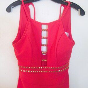 HONEY & ROSIE-Junior Size S Bodycon Dress-Sleeveless-Backless-Org./W Gold Design